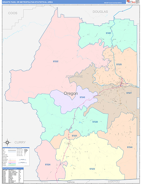 Grants Pass Metro Area Wall Map